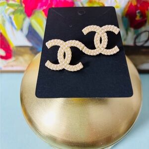 Custom made Champagne Pearl Stud Earrings with sterling silver posts.